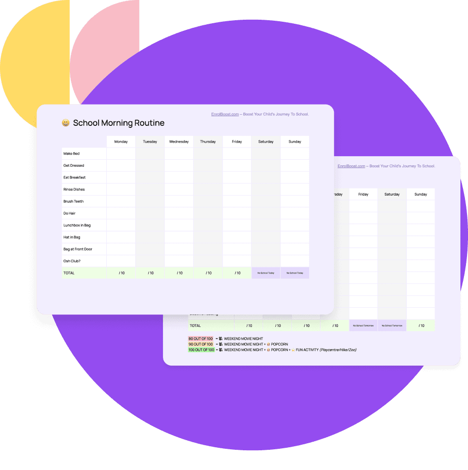 Weekly school routine checklist