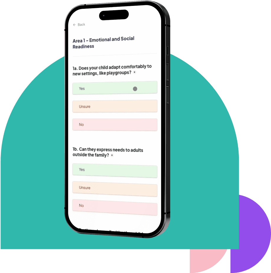 School Readiness Assessment on a smartphone